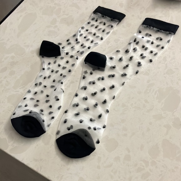 Cute plaid mash, sheer socks, black one size - Picture 2 of 2